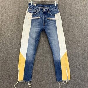 Levi's 501 Moto Jeans Womens 26x26 Cropped Color Block Zip Ankle Button Fly